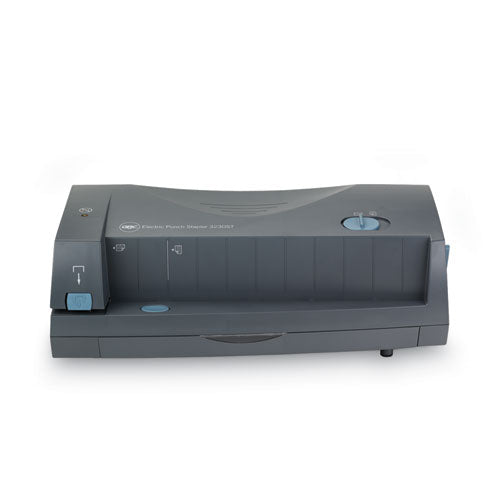 Image of GBC® 24-Sheet 3230st Electric Two- To Three-Hole Adjustable Punch/stapler, 9/32" Holes, Gray