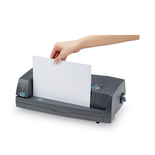 Image of GBC® 24-Sheet 3230st Electric Two- To Three-Hole Adjustable Punch/stapler, 9/32" Holes, Gray