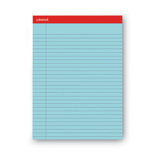 Image of Universal® Colored Perforated Ruled Writing Pads, Wide/legal Rule, 50 Blue 8.5 X 11 Sheets, Dozen