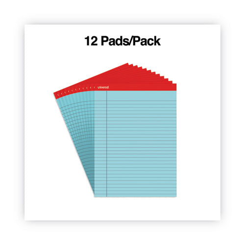 Image of Universal® Colored Perforated Ruled Writing Pads, Wide/legal Rule, 50 Blue 8.5 X 11 Sheets, Dozen