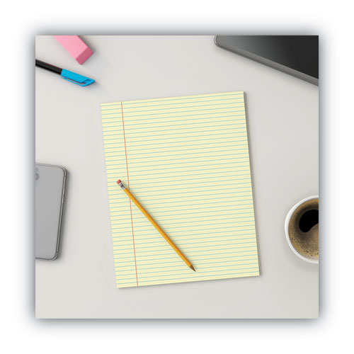 Image of Universal® Glue Top Pads, Narrow Rule, 50 Canary-Yellow 8.5 X 11 Sheets, Dozen