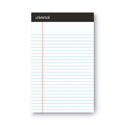 Image of Universal® Premium Ruled Writing Pads With Heavy-Duty Back, Narrow Rule, Black Headband, 50 White 5 X 8 Sheets, 6/pack