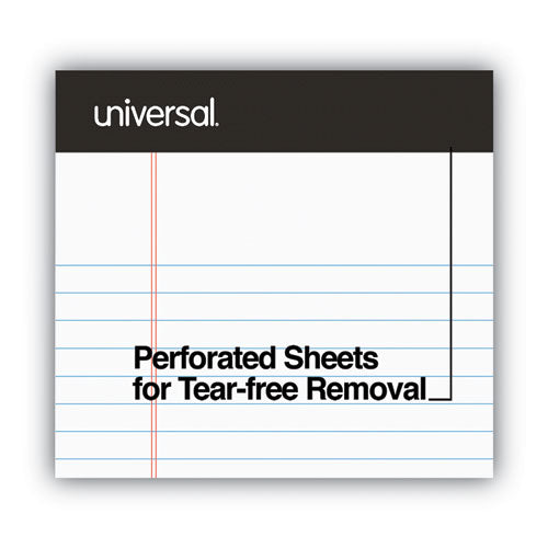 Image of Universal® Premium Ruled Writing Pads With Heavy-Duty Back, Narrow Rule, Black Headband, 50 White 5 X 8 Sheets, 6/pack