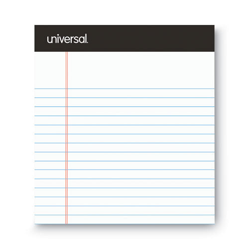 Image of Universal® Premium Ruled Writing Pads With Heavy-Duty Back, Narrow Rule, Black Headband, 50 White 5 X 8 Sheets, 6/pack
