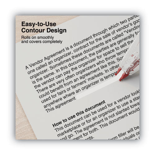 Image of Universal® Correction Tape Dispenser, Non-Refillable, Transparent Red Applicator, 0.2" x 315", 2/Pack