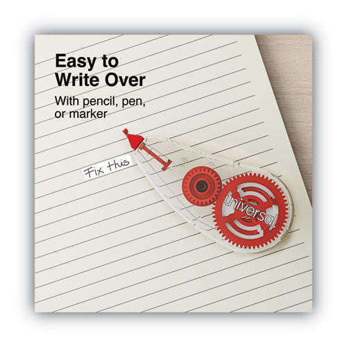 Image of Universal® Correction Tape Dispenser, Non-Refillable, White Applicator, 0.2" x 315", 6/Pack