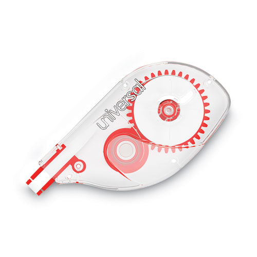 Image of Universal® Side-Application Correction Tape, Transparent Gray/Red Applicator, 0.2" x 393", 2/Pack