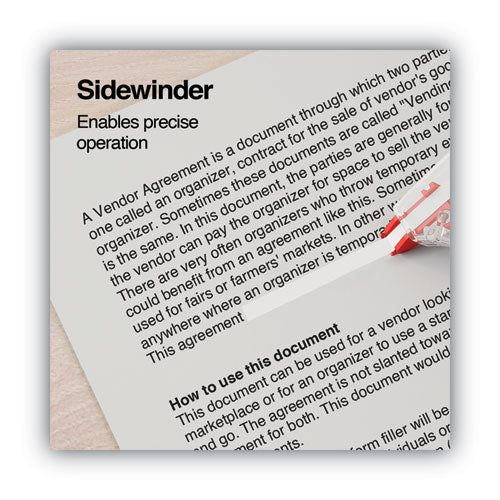 Image of Universal® Side-Application Correction Tape, Transparent Red Applicator, 0.2" x 393", 6/Pack