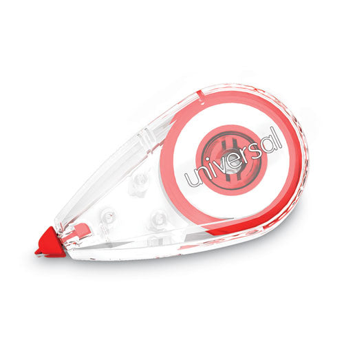 Image of Universal® Correction Tape, Mini Economy, Non-Refillable, Clear/Red Applicator, 0.25" x 275", 10/Pack