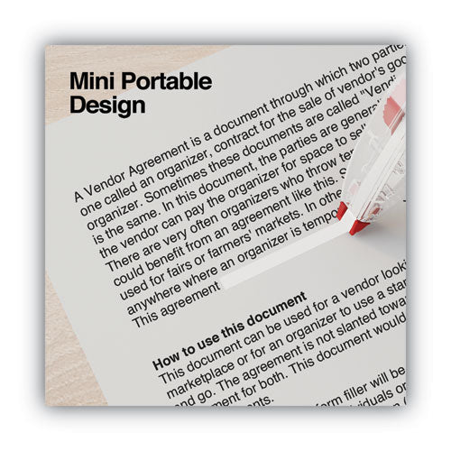 Image of Universal® Correction Tape, Mini Economy, Non-Refillable, Clear/Red Applicator, 0.25" x 275", 10/Pack
