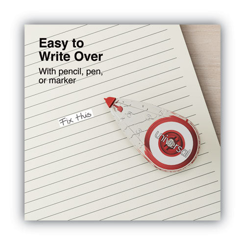 Image of Universal® Correction Tape, Mini Economy, Non-Refillable, Clear/Red Applicator, 0.25" x 275", 10/Pack
