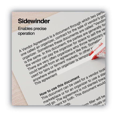 Image of Universal® Side-Application Correction Tape, Non-Refillable, Transparent Gray/Red Applicator, 0.2" x 393", 10/Pack
