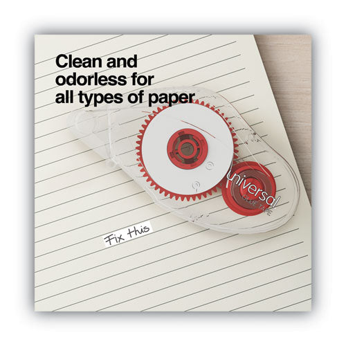 Image of Universal® Double-sided Adhesive Tape Roller, 0.31" x 32.8 ft, Dries Clear, 2/Pack