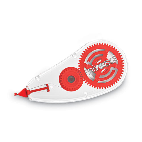 Image of Universal® Correction Tape Dispenser, Non-Refillable, Transparent Red Applicator, 0.2" x 315", 10/Pack