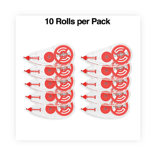 Image of Universal® Correction Tape Dispenser, Non-Refillable, Transparent Red Applicator, 0.2" x 315", 10/Pack