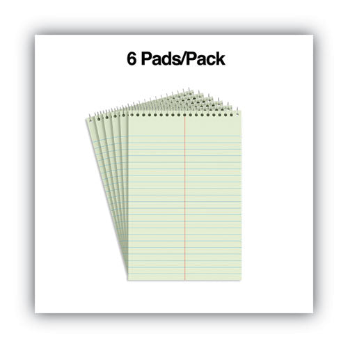 Image of Universal® Steno Pads, Gregg Rule, Red Cover, 80 Green-Tint 6 X 9 Sheets, 6/pack