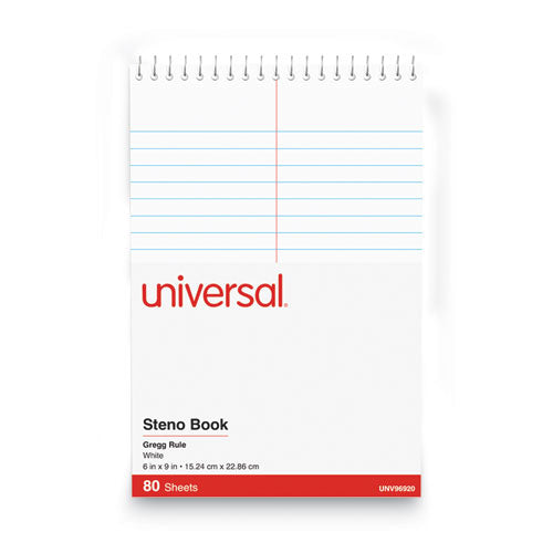 Image of Universal® Steno Pads, Gregg Rule, Red Cover, 80 White 6 X 9 Sheets