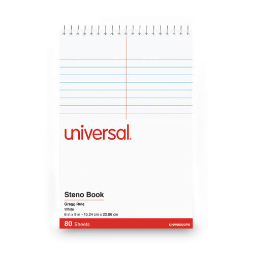 Image of Universal® Steno Pads, Gregg Rule, Red Cover, 80 White 6 X 9 Sheets, 6/pack