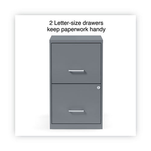 Image of Alera® Soho Vertical File Cabinet, 2 Drawers: File/file, Letter, Charcoal, 14" X 18" X 24.1"