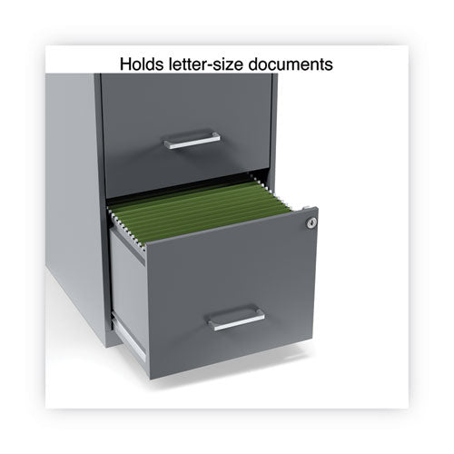 Image of Alera® Soho Vertical File Cabinet, 2 Drawers: File/file, Letter, Charcoal, 14" X 18" X 24.1"