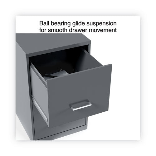 Image of Alera® Soho Vertical File Cabinet, 2 Drawers: File/file, Letter, Charcoal, 14" X 18" X 24.1"