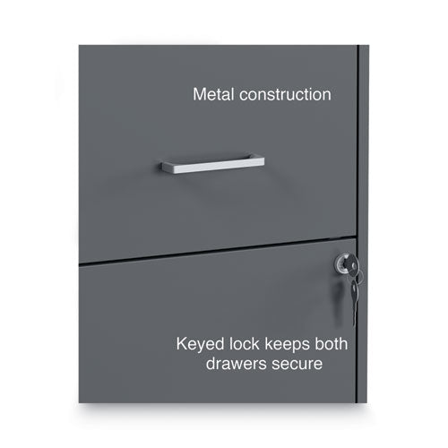 Image of Alera® Soho Vertical File Cabinet, 2 Drawers: File/file, Letter, Charcoal, 14" X 18" X 24.1"
