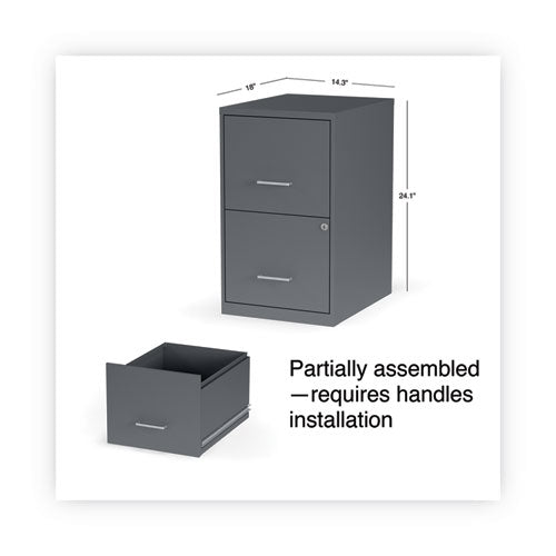 Image of Alera® Soho Vertical File Cabinet, 2 Drawers: File/file, Letter, Charcoal, 14" X 18" X 24.1"