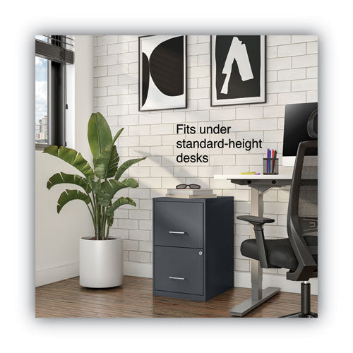 Image of Alera® Soho Vertical File Cabinet, 2 Drawers: File/file, Letter, Charcoal, 14" X 18" X 24.1"