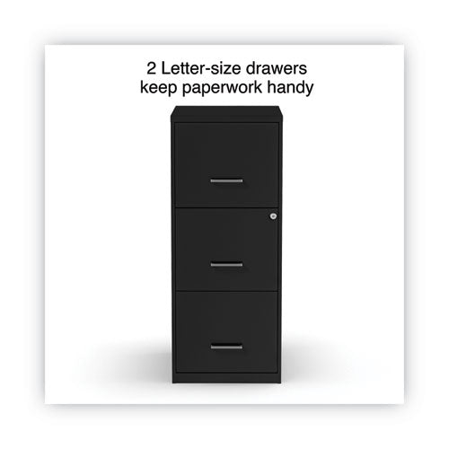 Image of Alera® Soho Vertical File Cabinet, 3 Drawers: File/file/file, Letter, Black, 14" X 18" X 34.9"