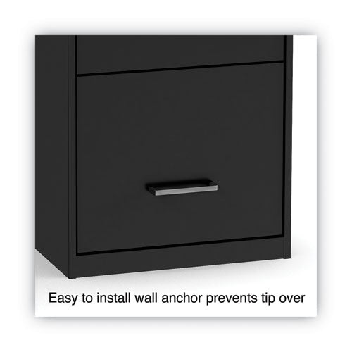 Image of Alera® Soho Vertical File Cabinet, 3 Drawers: File/file/file, Letter, Black, 14" X 18" X 34.9"