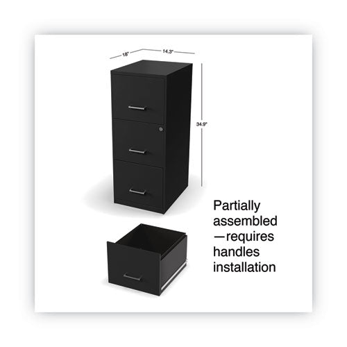Image of Alera® Soho Vertical File Cabinet, 3 Drawers: File/file/file, Letter, Black, 14" X 18" X 34.9"