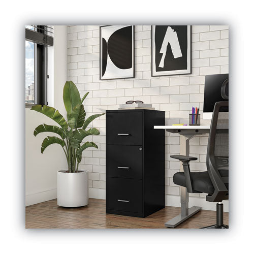 Image of Alera® Soho Vertical File Cabinet, 3 Drawers: File/file/file, Letter, Black, 14" X 18" X 34.9"