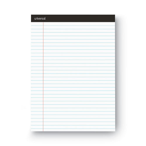 Image of Universal® Premium Ruled Writing Pads With Heavy-Duty Back, Wide/legal Rule, Black Headband, 50 White 8.5 X 11 Sheets, 12/pack