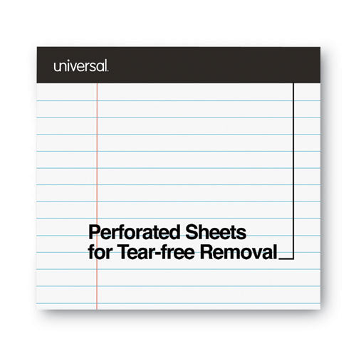 Image of Universal® Premium Ruled Writing Pads With Heavy-Duty Back, Wide/legal Rule, Black Headband, 50 White 8.5 X 11 Sheets, 12/pack
