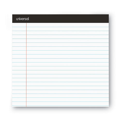 Image of Universal® Premium Ruled Writing Pads With Heavy-Duty Back, Wide/legal Rule, Black Headband, 50 White 8.5 X 11 Sheets, 12/pack