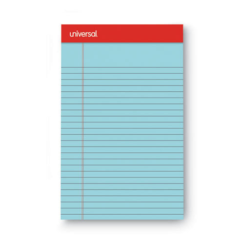 Image of Universal® Premium Ruled Writing Pads With Heavy-Duty Back, Wide/legal Rule, Black Headband, 50 White 8.5 X 11 Sheets, 12/pack