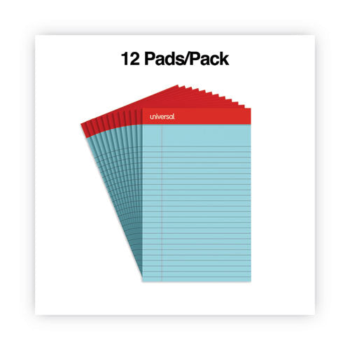 Image of Universal® Colored Perforated Ruled Writing Pads, Narrow Rule, 50 Blue 5 X 8 Sheets, Dozen