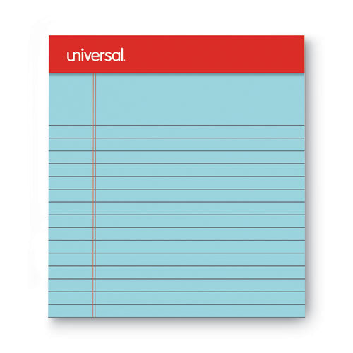 Image of Universal® Colored Perforated Ruled Writing Pads, Narrow Rule, 50 Blue 5 X 8 Sheets, Dozen