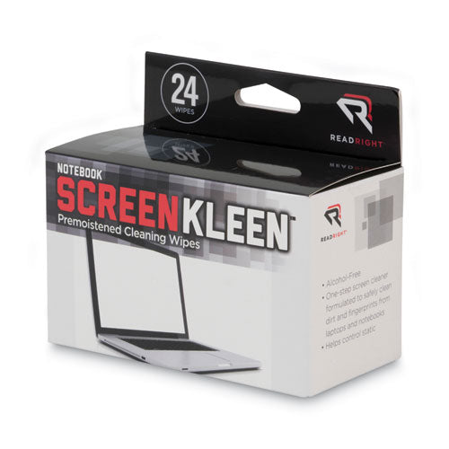 Image of Read Right® Notebook Screenkleen Pads, Cloth, 7 X 5, White, 24/box