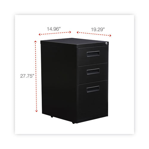 Image of Alera® File Pedestal, Left Or Right, 3-Drawers: Box/box/file, Legal/letter, Black, 14.96" X 19.29" X 27.75"
