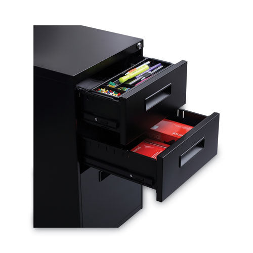 Image of Alera® File Pedestal, Left Or Right, 3-Drawers: Box/box/file, Legal/letter, Black, 14.96" X 19.29" X 27.75"