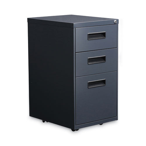 Image of Alera® File Pedestal, Left Or Right, 3-Drawers: Box/box/file, Legal/letter, Charcoal, 14.96" X 19.29" X 27.75"