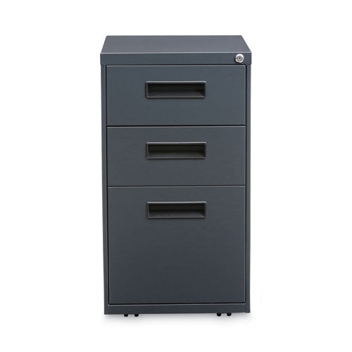 Image of Alera® File Pedestal, Left Or Right, 3-Drawers: Box/box/file, Legal/letter, Charcoal, 14.96" X 19.29" X 27.75"