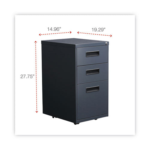 Image of Alera® File Pedestal, Left Or Right, 3-Drawers: Box/box/file, Legal/letter, Charcoal, 14.96" X 19.29" X 27.75"