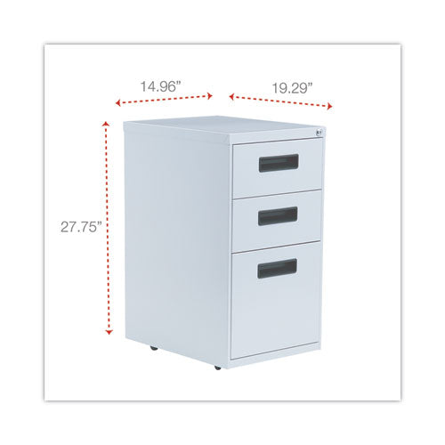 Image of Alera® File Pedestal, Left Or Right, 3-Drawers: Box/box/file, Legal/letter, Light Gray, 14.96" X 19.29" X 27.75"