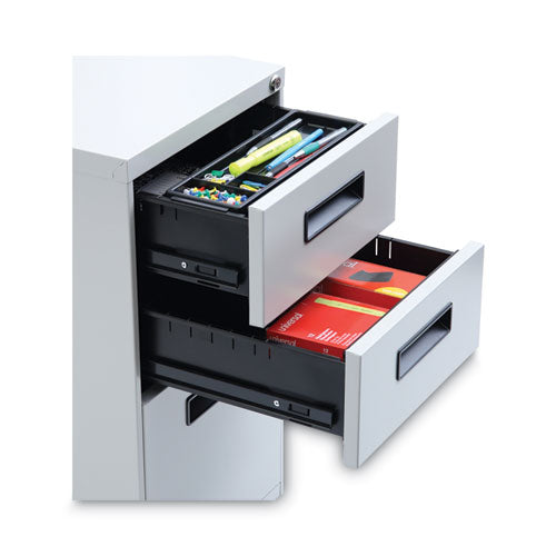 Image of Alera® File Pedestal, Left Or Right, 3-Drawers: Box/box/file, Legal/letter, Light Gray, 14.96" X 19.29" X 27.75"