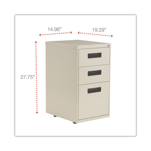 Image of Alera® File Pedestal, Left Or Right, 3-Drawers: Box/box/file, Legal/letter, Putty, 14.96" X 19.29" X 27.75"