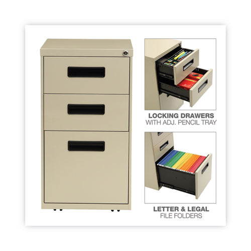 Image of Alera® File Pedestal, Left Or Right, 3-Drawers: Box/box/file, Legal/letter, Putty, 14.96" X 19.29" X 27.75"