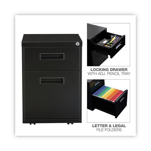 Image of Alera® File Pedestal, Left Or Right, 2-Drawers: Box/file, Legal/letter, Black, 14.96" X 19.29" X 21.65"