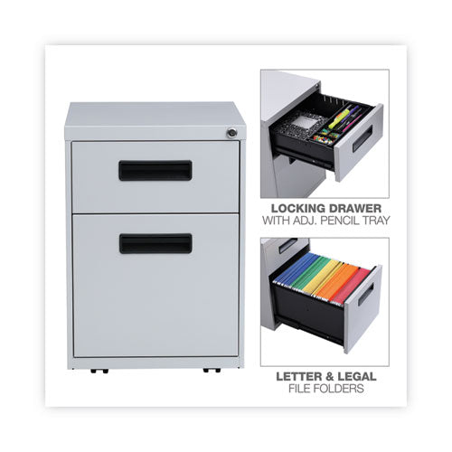 Image of Alera® File Pedestal, Left Or Right, 2-Drawers: Box/file, Legal/letter, Light Gray, 14.96" X 19.29" X 21.65"